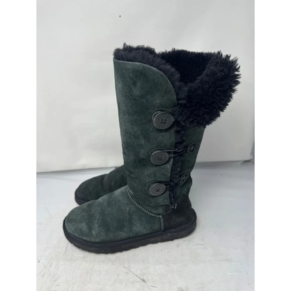 🔥UGG Rare🩷🖤🩷Y2k PopStar Button Triplet Boots Coquette Cottagecore BohoChic 9